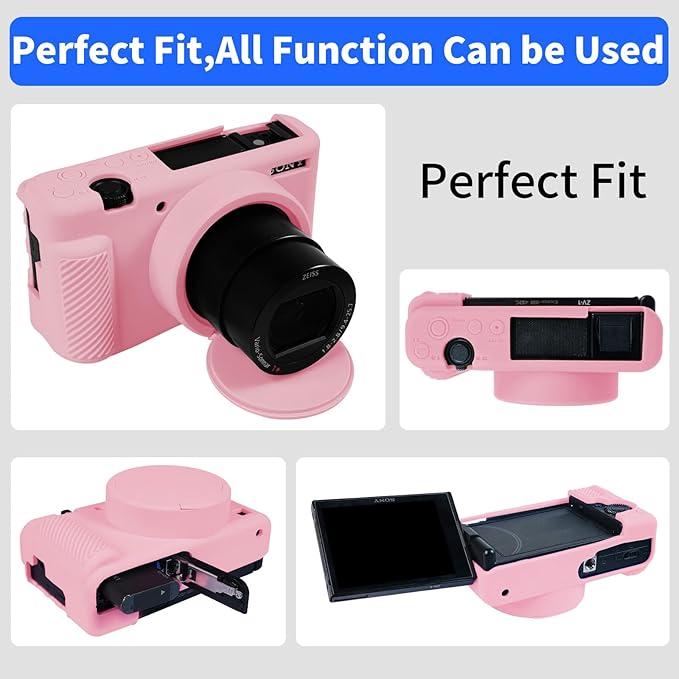 Camera Case for Sony ZV-1, ZV1 Camera Cover Silicone Camera Sleeve Body Skin Protective Case with Removable Lens Cap for Sony ZV 1 Digital Camera, Pink