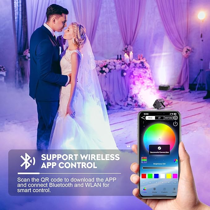 Mini Rechargeable Par Lights, 4 * 18W RGBWA UV 6 in 1 Battery Powered Upights, APP & Wireless DMX Control Stage Lights, Uplighting for Festival Party Wedding Event - 2 Pack