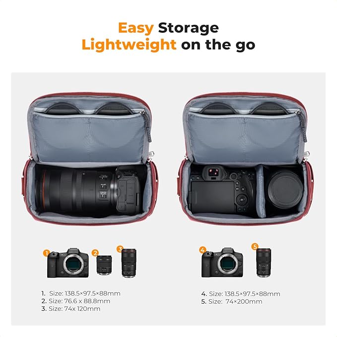 K&F CONCEPT Camera Sling Bag Small Crossbody Camera Case DSLR/SLR/Cute Compact Shoulder Photography Bags for Photographers