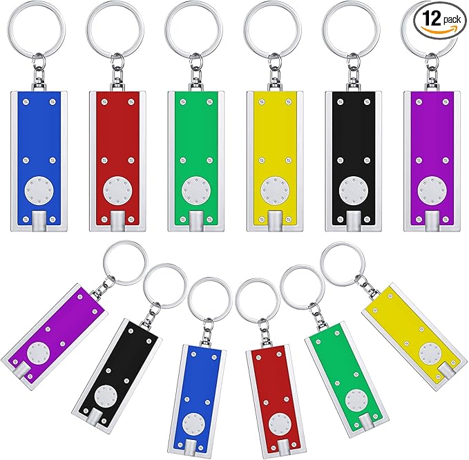 Mudder 12 Pcs Mini LED Keychains Light Torch Flashlight Key Ring Portable Key Chain Flash Light for Camping Outdoor Gift(Bright)
