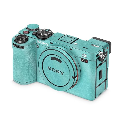 Glossy Glitter Camera Skin Compatible with Sony Alpha 7CR Camera (2023) - Solid Turquoise - Premium 3M Vinyl Protective Wrap Decal Cover - Easy to Apply | Crafted in The USA by MightySkins