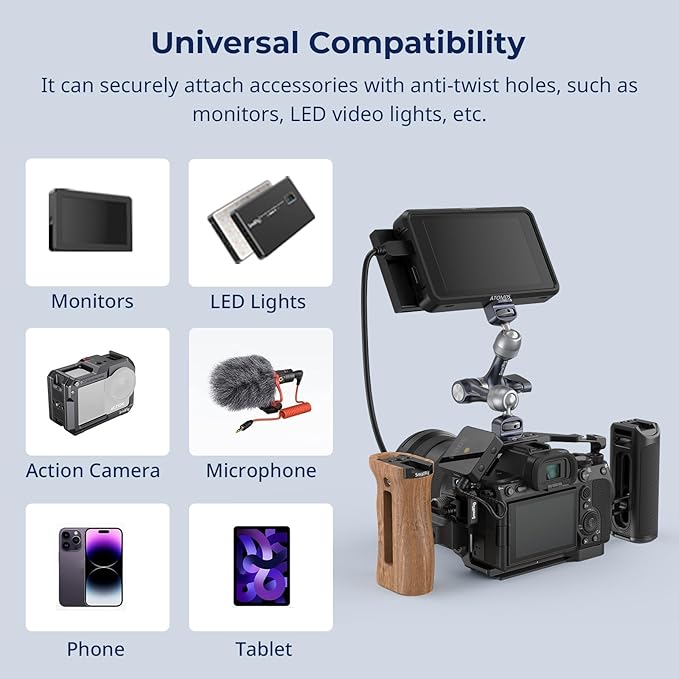 SMALLRIG 7" Rosette Magic Arm, Camera Monitor Mount, Articulating Arm with 1/4"-20 and 3/8"-16 Locating Screw for ARRI, Max Load Capacity 3.5kg Friction Arm, for Cameras, Monitors, LED Lights