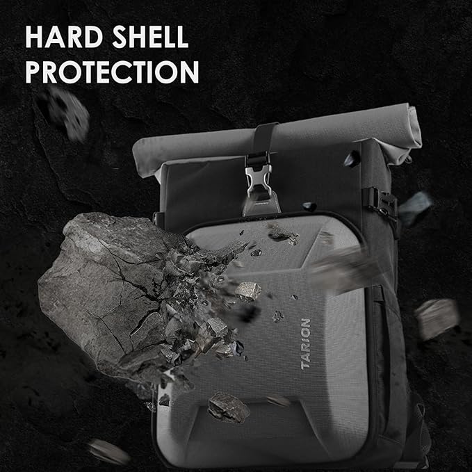 TARION Hardshell Large Camera Backpack - Expandable Camera Bag for Photographers with 16" Laptop Compartment & Side Access & Rain Cover(XH Silver)