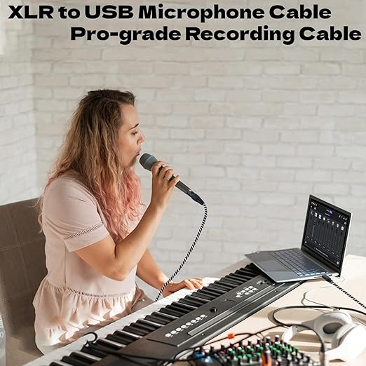 USB Microphone Cable,XLR to USB Cable 16Ft,XLR Female to US-B Mic Link Converter Cable for Microphones or Recording Karaoke Sing
