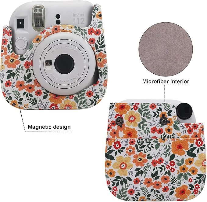 Frankmate Protective Case Compatible with Fujifilm Instax Mini 12 11 9 8 Instant Film Camera with Accessory Pocket and Adjustable Strap
