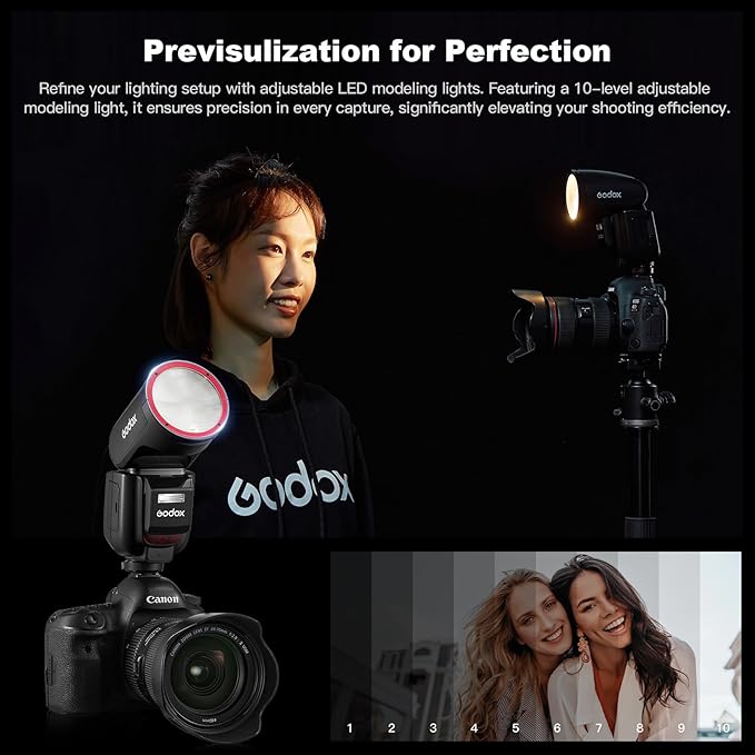 Godox V1 Pro F Flash Speedlite for Fujifilm, V1ProU-F 76Ws 2.4G X Wireless HSS TTL Speedlight with Diffuser, Detachable Sub Flash, 500 Full-Power Flashes, USB-C Charging Battery