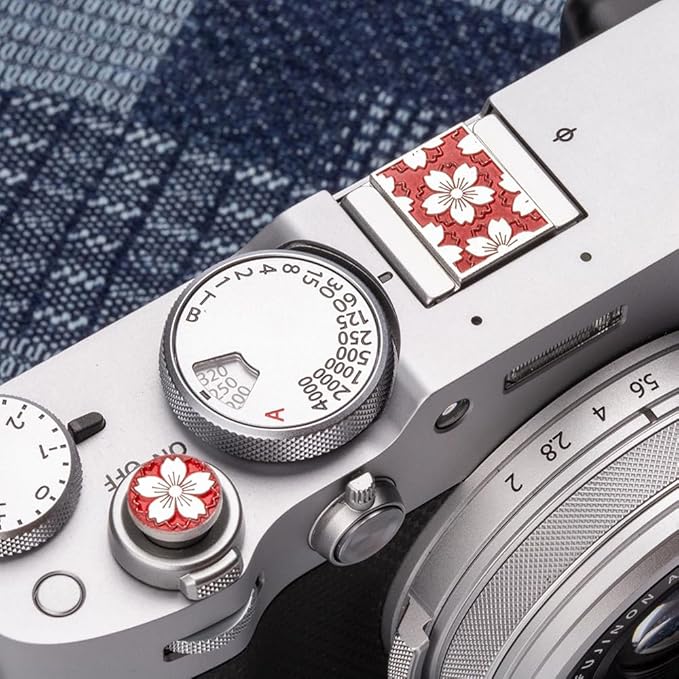 Camera Metal Hot Shoe Cover Shutter Buttons for FUJIFILM X100VI X100V XPro2 XPro1 X-T4 X-T3 X-T50 X-T30 for NikonZF Z5 Z6 (Red-Set)