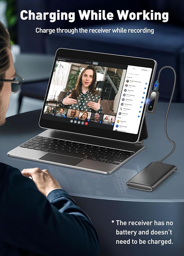 Wireless Microphone for iPhone, iPad, Android, Mini Microphones with LED Indicator & Noise Reduction, Magnetic Clip on Lavalier Microphone for Interview Video Recording Podcast YouTube Tiktok Vlogging