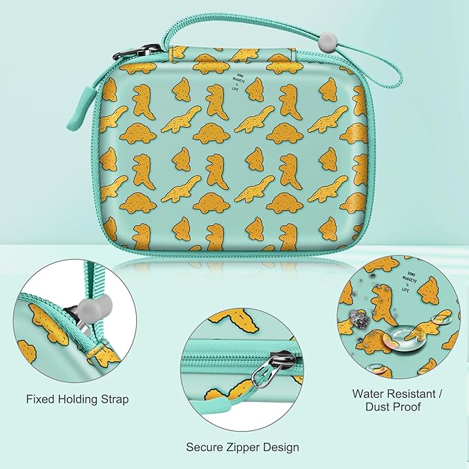 FINTIE Kids Camera Case Compatible with Goopow/Seckton/Dylanto/Mgaolo/Masterbee/CIMELR/Desuccus Kids Digital Camera Toys, Children Carrying Bag, Birthday Festival Gift, Dino Nuggets