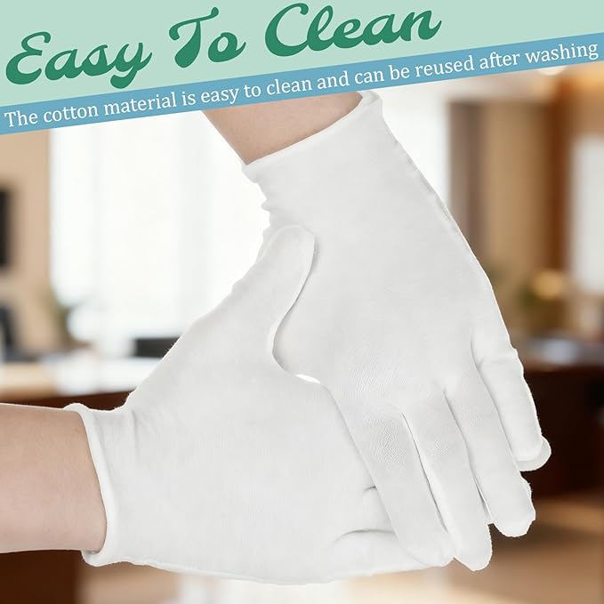60 Pcs White Cotton Gloves for Dry Hands Sleeping Overnight Soft Cotton Gloves Moisturizing Sleeping Glove for Men and Women Inspection Glove for Dry Hand Art Handling Coin Jewelry