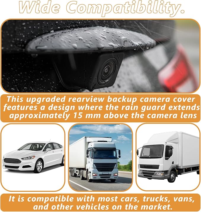 Backup Camera Rain Shield, Universal Car Rear View Camera Anti Rain Cover, Silicone Protection Cover for Reversing Cameras, Non Destructive Installation Protective Sticker for All Vehicles