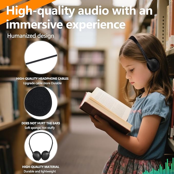 USB C Headphones Bulk 10 Pack for Classroom School Kids,On-Ear Wired Type C Headphones Compatible with Pad Smartphones for Boys Girls Students Travel Mixed Colors (Black)