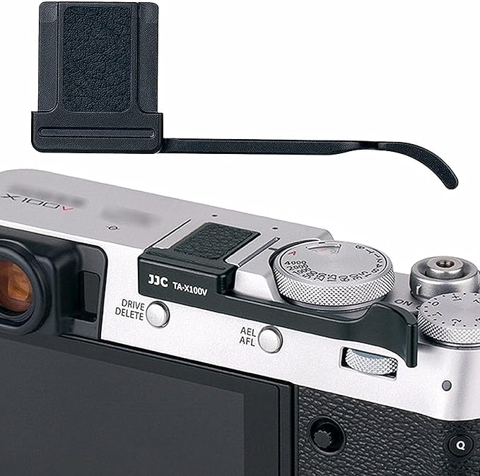 JJC Deluxe Metal Thumb Up Grip for Fujifilm X100VI Fuji X-E4 XE4 X-E3 XE3 X100V X100F X100T Thumb Rest Support Black, Not Affected The Use of Thumb Wheel