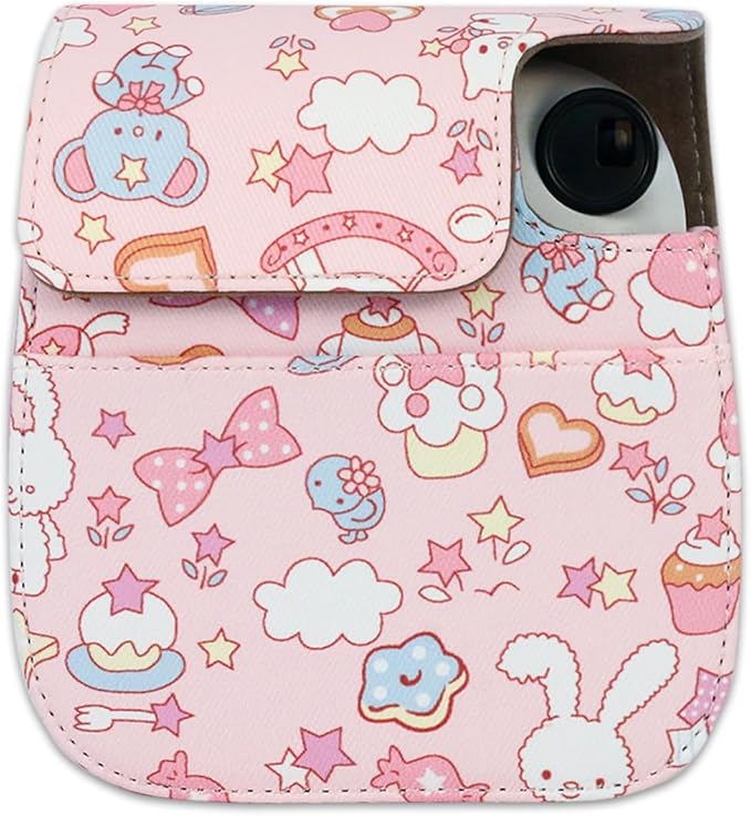 Frankmate Protective Case Compatible with Mini 12 11 9 8 Instant Film Camera with Pocket and Adjustable Strap (Canvas Bunny)