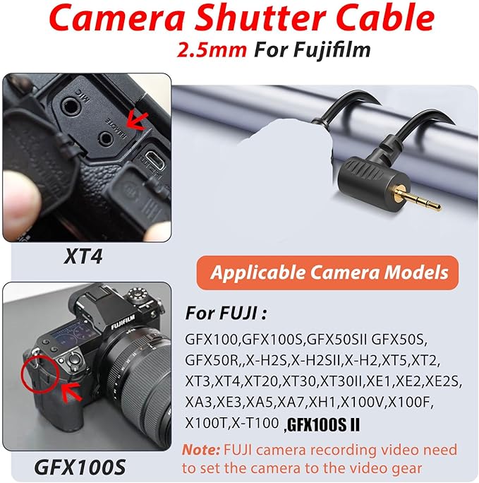FeiyuTech Stabilizer Fuji Shutter Release Cable(Type c to trs2.5) for scorp/scorp c/min/Mni-P/scorp 2 to Fuji GFX100,GFX50SII,GFX100S,GFX50S/50R,X-H2S,X-H2,XT5,XT2(FY-2.5mm Fuji)