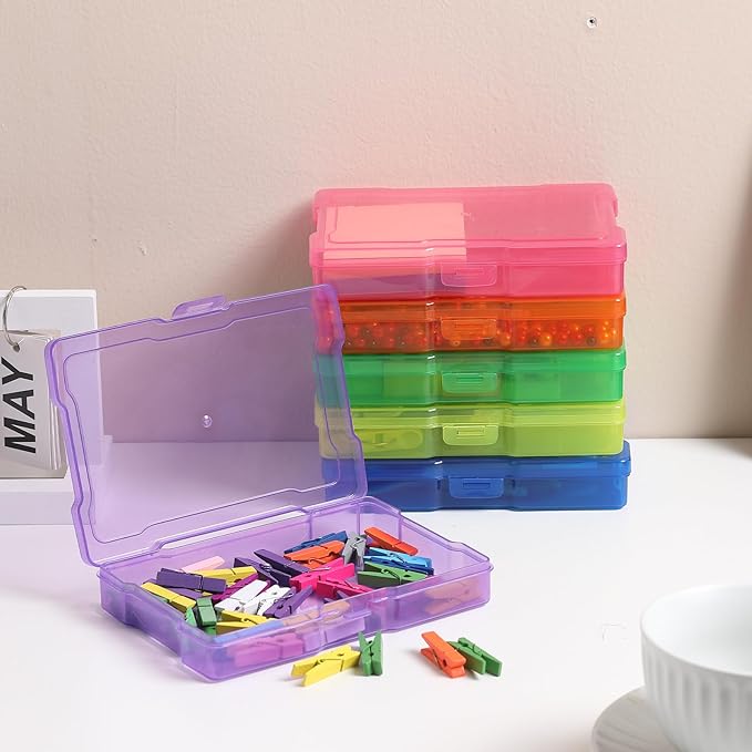novelinks Transparent 4" x 6" Photo Storage Boxes - Photo Organizer Cases Photo Keeper Picture Storage Containers Box for Photos - 10 PACK (Multi-colored)