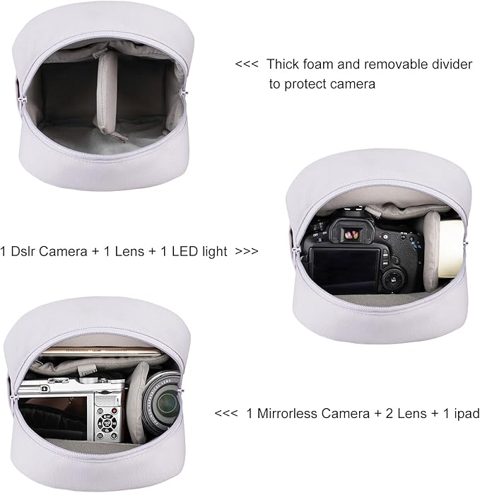 TULLIO Small Camera Bag Crossbody Canvas Sling Bag Purse Waterproof Dslr Bag Compatible with Nikon Sony for Men and Women Off white
