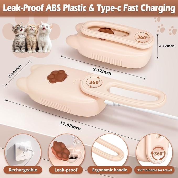 Pet Steam Brush for Dogs and Cats, Spritz Defur Comb 3 in 1 Pet Rechargeable Steam Brush Tool for Long and Short Haired Cats and Dogs, Anti-Static, Shedding, Detangling, Massage & Combing (White)