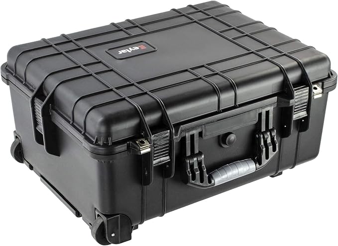 Eylar Medium 24" Protective Roller Camera Hard Case for Cameras, Drones, Tools, and AV Equipment with IP67 Waterproof, Shock Resistant, and Customizable Foam Inserts (Black)