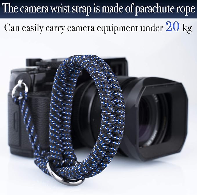 Camera Wrist Strap for DSLR Mirrorless Camera, Quick Release Camera Hand Strap with Safer Connector (Blue)