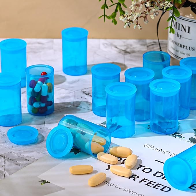 JOVITEC 30 Pack Plastic Film Canister Holder 35 mm Empty Camera Reel Containers Pill Medicine Bottles with Lids for Small Accessories, Prescription Medication, Vitamins, Coins, Art Beads(Blue)