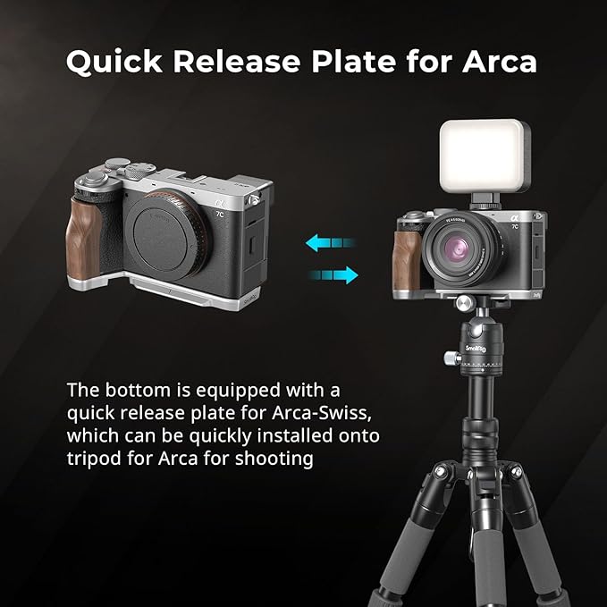 SmallRig A7C II / A7CR Handgrip L-Shape Grip for Sony Alpha 7C II/Alpha 7CR, Quick Release Plate for Arca, Lightweight Wooden Side Handle, for Quickly Switch on Tripods/Handheld Shooting - 4796B