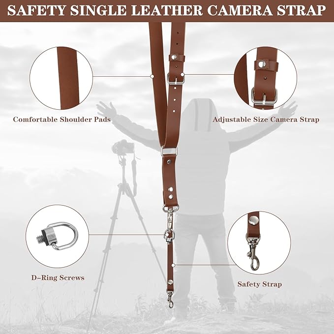 Bebaimis Single Camera Harness Strap for 1 Camera,Leather Camera Strap for Photographers,Leather Camera Harness Gear DSLR/SLR