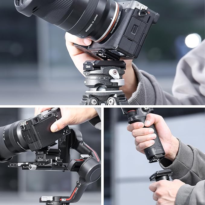 ULANZI UKA01 Camera Quick Release Plate, Tripod Mount Adapter Camera Quick Release Kit w 1/4''-3/8" Screw for Gimbals, Sliders, DSLR, Tripods DJI Sony& 38mm Arca-Swiss Max Load 20kg (Base & Plate)