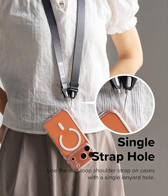 Ringke Shoulder Crossbody Strap [Adjustable Neck Lanyard Strap with Sturdy String] [One-Touch Buckle] for Phone Case, Camera, Keys, USB Flash Drive, and ID Badge - Graphite