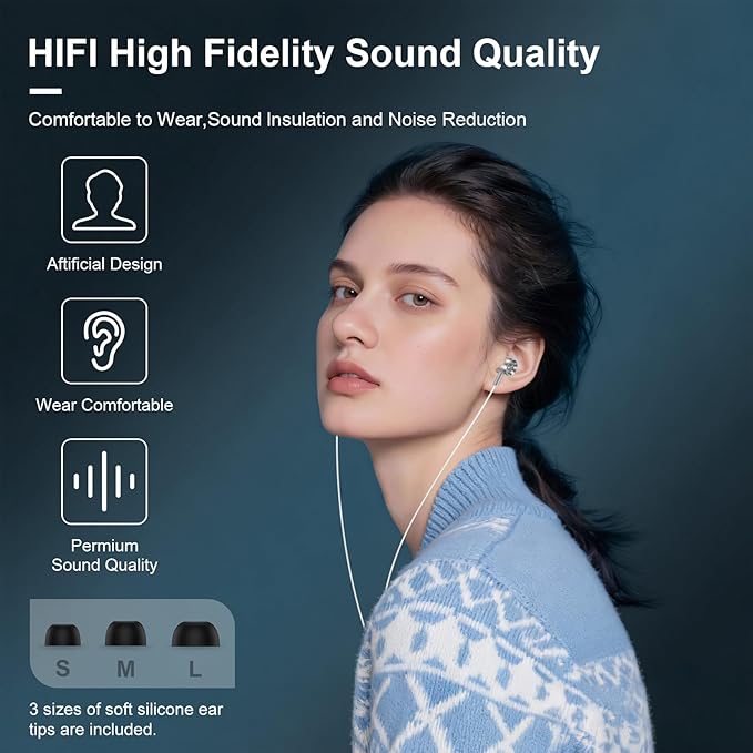 USB C Wired Earbuds for iPhone 17 16 Pro Max 16e 16 Plus 15 Pro Max 15 Plus with Microphone, Type C in-Ear Headphones for Samsung Galaxy S25 S24 Ultra, iPad,Pixel 10