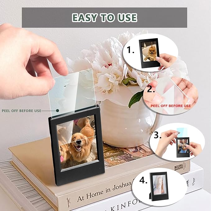 WOGOZAN 2x3 Mini Picture Frame for Fujifilm Instax Mini 12/11/99/41/40/SE/EVO Classic Polaroid Frames 2.15x3.4 Inches Photo Wallet Sized Picture Frame with Protective Film (Black) (10 Pack)
