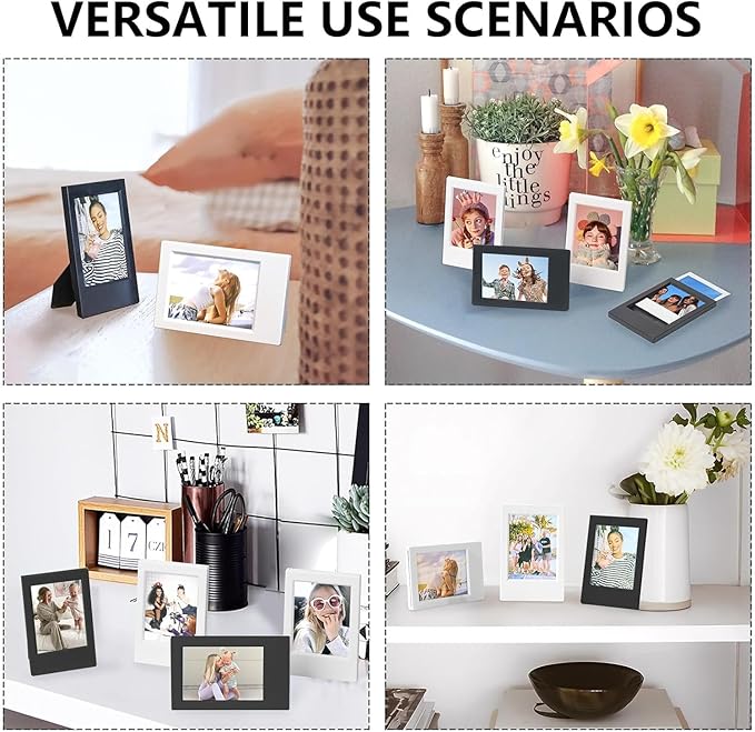 WOGOZAN 2x3 Mini Picture Frame for Fujifilm Instax Mini 12/11/99/41/40/SE/EVO Classic Polaroid Frames 2.15x3.4 Inches Photo Wallet Sized Picture Frame with Protective Film (Grey) (10 Pack)
