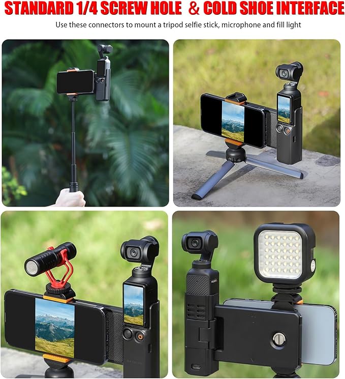 Pocket3 Phone Extension Holder for DJI Osmo Pocket 3 Camera Handle Accessories Cold Shoe Adapter Expansion Mount Mic Light Tripod Lens Filter SD Card Storage Case