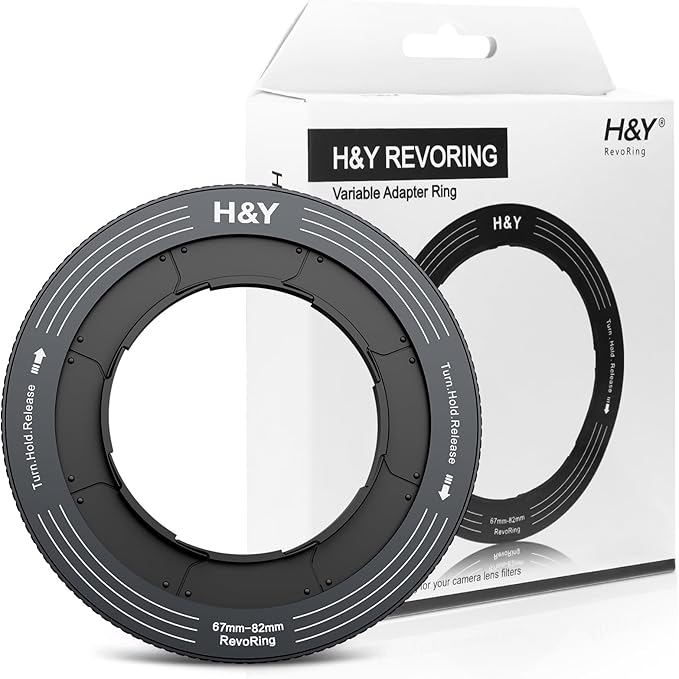 H&Y RevoRing Adjustable Step Up Ring 67-82mm to 82mm, Variable Lens Filter Adapter Ring, Universal Stepping System fits 67 72 77 82mm, Titanium Gray