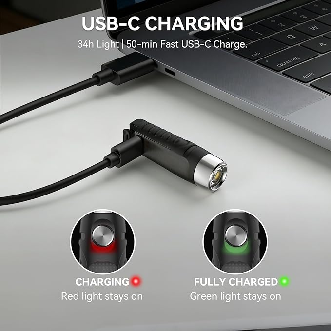 S12PLUS-2 EDC Keychain Flashlight Rechargeable, 610 Lumens Mini Flashlight with Magnet & Clip, USB C Pocket Flashlight and Side Light 6Modes for Emergency, Home, Inspection, Camping (Black)