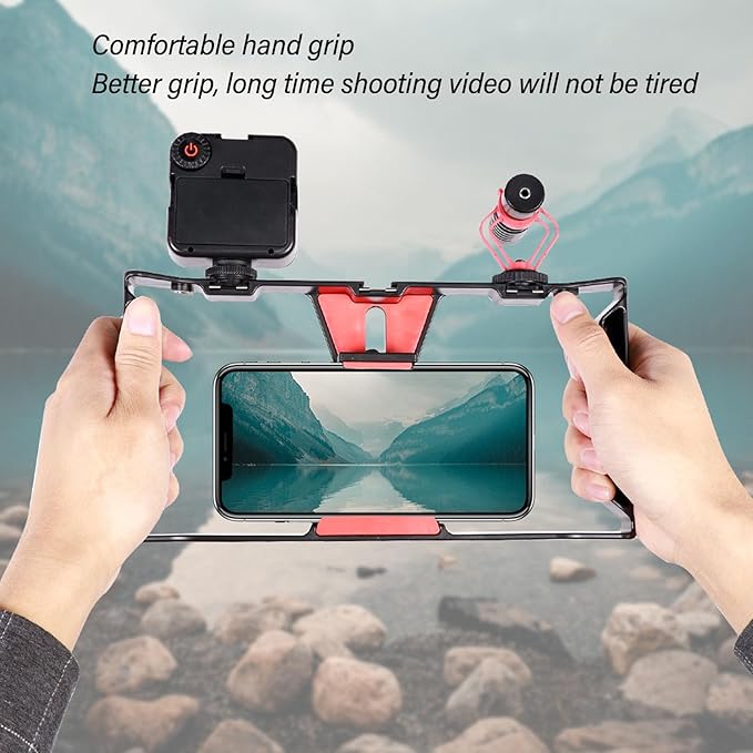 Video Stabilizer, Universal Phone Rig Professional Rabbit Cage Anti Shake Handheld Filmmaking Holder with Adjustable Bracket for Live Portrait Recording