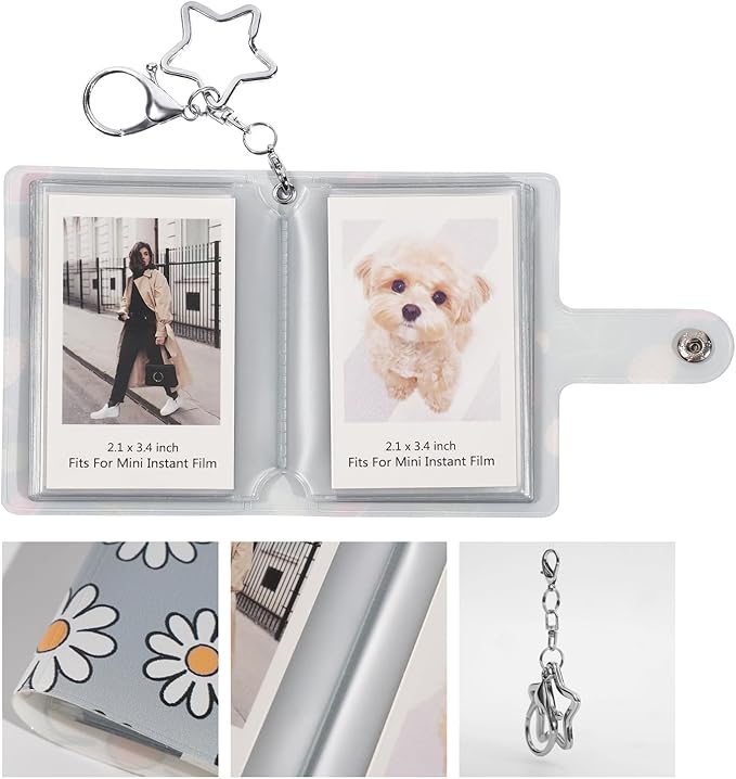 Mini Polaroid Instax Photo Album Book Holds 32 Photos for 2x3 Fujifilm Instax Mini 12 11 9 40 99 90 8 7 Evo LiPlay Instant Camera, Polaroid Snap PIC-300 Z2300 Instant Camera. (Daisy, 1 Pack)