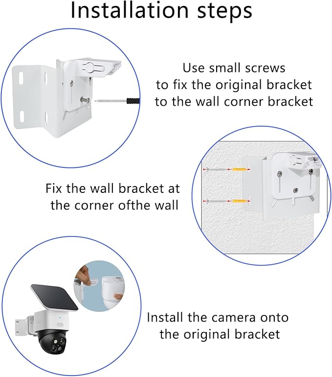 Metal Exterior Outside Wall Corner Mount for Security Camera, Metal Corner Mount Compatible with Eufy SoloCam S340/E30/E42/4G LTE Cam S330 Surveillance Camera System for Outdoor and Indoor,White