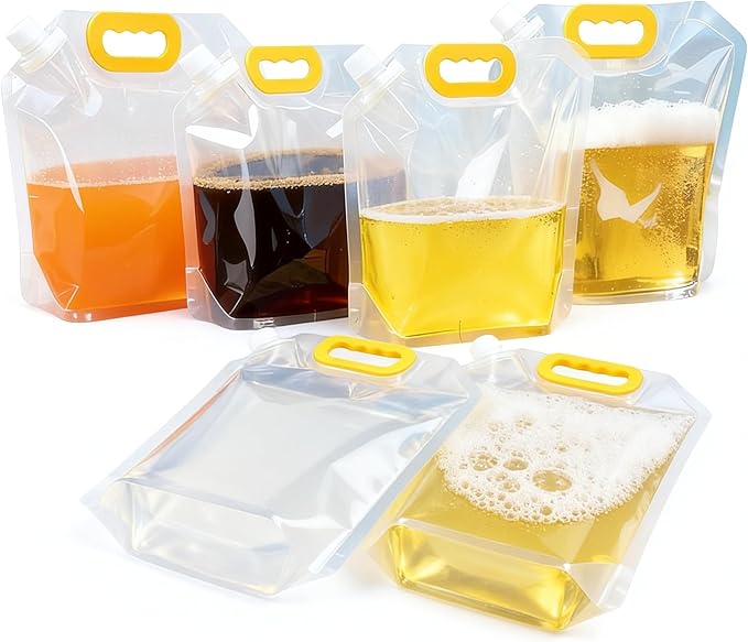 Collapsible Water Container Bag 8Pcs 1.3 Gallon, Freezable Plastic Foldable water Pouch Bag with Handles,Leak-Proof Plastic Storage Jug for Outdoor Sport Camping Emergency Survival