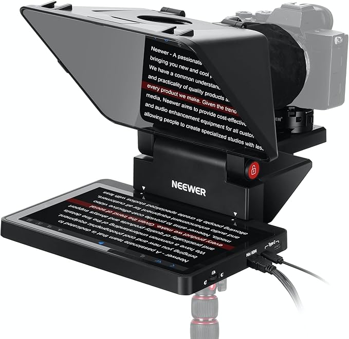 NEEWER 2 in 1 Teleprompter 11 Inch with Monitor, Supports Screen Mirroring, Portable Prompter for Camera Mobile Phone Webcam Windows MacOS for YouTube Twitch Live Streaming Conference, X11