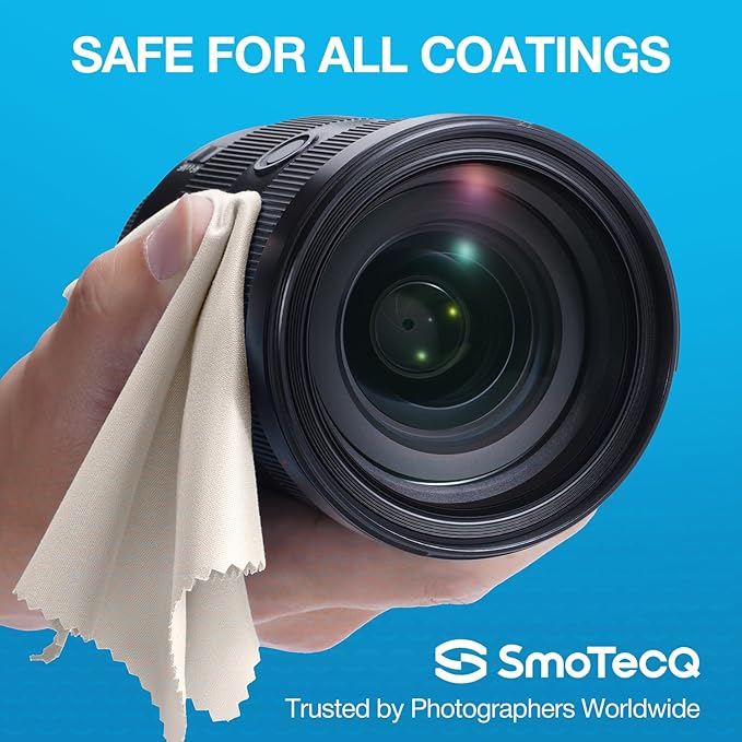 SmoTecQ 32 Pack Microfiber Lens Cleaning Cloths – Ultra-Soft, Scratch-Free Eyeglass Cloths for Glasses, Screens & Camera Lenses – Black + Grey (7×6 in)