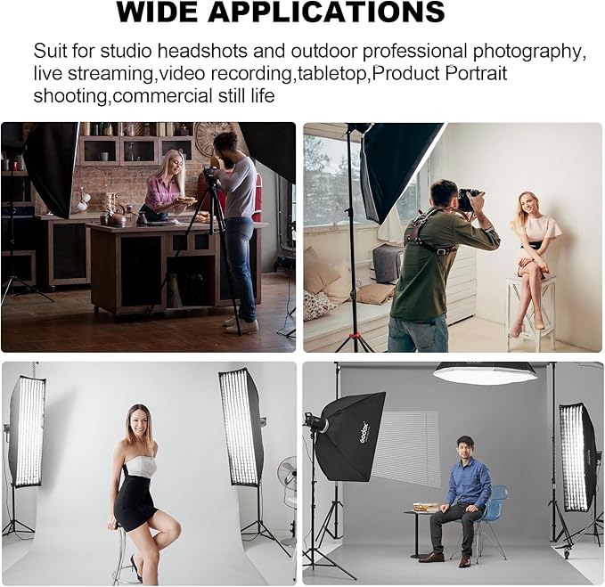 Godox 2pc Quick Release Strip Softbox,UL 12"x47"/30x120cm Bowens Mount Soft Box with Grid,Diffuser,Carry Bag for Studio Strobe Flash Continuous Light,Outdoor Photography Video Recording,Live Streaming