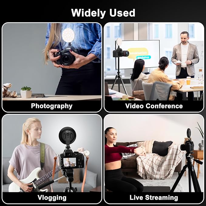 Hagibis LED Video Light,2500mAh Rechargeable Camera Light, CRI97+ Dimmable Ring Light with Cold Shoe Mount, Portable Photography Lighting for Camera Phone Photography, Vlog Filming&TikTok Live (Black)