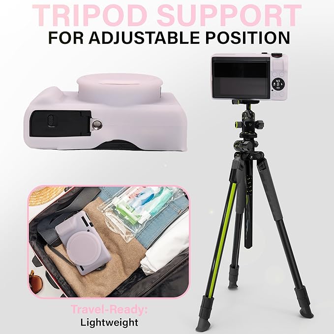 STSEETOP Camera Case for Canon PowerShot G7X Mark III - Protective Silicone DSLR Skin with Lens Cover, Detachable Cage, Shockproof, Dustproof (Jelly Pink)