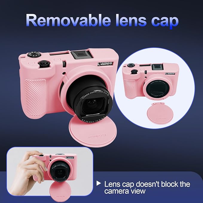 EASY HOOD V1 Case, Silicone Camera Cover with Removable Lens Cover, Soft Protector Lightweight Carrying Body Skin for Canon PowerShot V1 Digital Camera - Pink