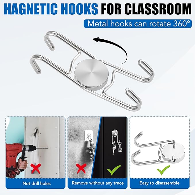 LOVIMAG Magnetic Hooks, 50lbs+ 2026 Cruise Cabin Ship Essentials Magnet Hook Heavy Duty Strong Magnets Refrigerator Fridge Hanging for Classroom Beach Vacation Kitchen Home Must Haves 5 Pcs (Silver)