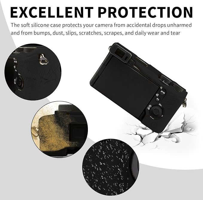 Easy Hood Camera Case for Sony Alpha 6700, Soft Silicone Protective Cover a6700 DSLR Camera Anti-Scratch Slim Fit Body Skin Protector Housing Sleeve for Sony A6700 Mirrorless Camera Black