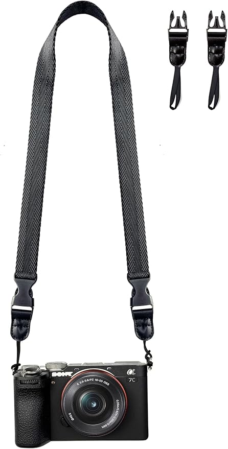 Camera Neck Straps Thin,Binoculars Strap with Quick Release Buckle,Washable,Nylon Camera lanyard,Black,39 Inch