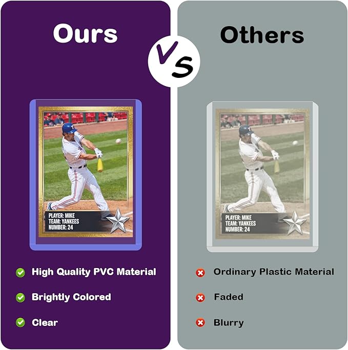 50ct 3"X4" Card Sleeves Hard Plastic - 180pt Hard Card Sleeve, Baseball Card Protectors Hard Plastic, Premium Card Sleeves for Trading Cards, Hard Card Holder for Sports Baseball Football Game Cards