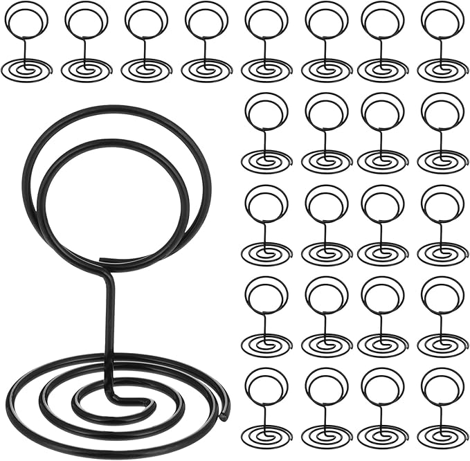Ptwola 24 Pcs Table Number Holder Tall Table Sign Stands Place Card Holders Simple Picture Photo Name Menu Clips for Weddings Birthday Christmas Halloween Party Office Memo Notes Reception Restaurants